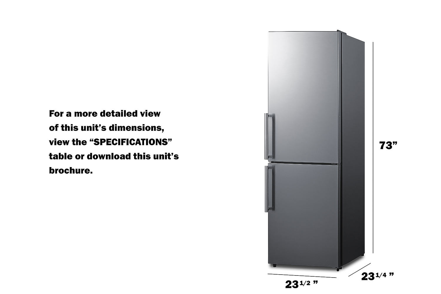 ENERGY STAR certified bottom freezer refrigerator in a stainless steel look with digital controls and a counter depth fit